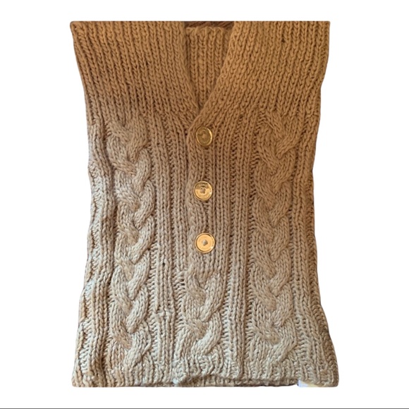 MICHAEL KORS CABLE KNIT SWEATER SCARF GOLD BUTTONS WOMENS GIRLS TEEN DESIGNER - Picture 3 of 5
